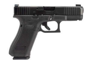 Glock Blue Label G45 Gen 5 MOS 9mm handgun with 17-round magazines and Ameriglo sights.